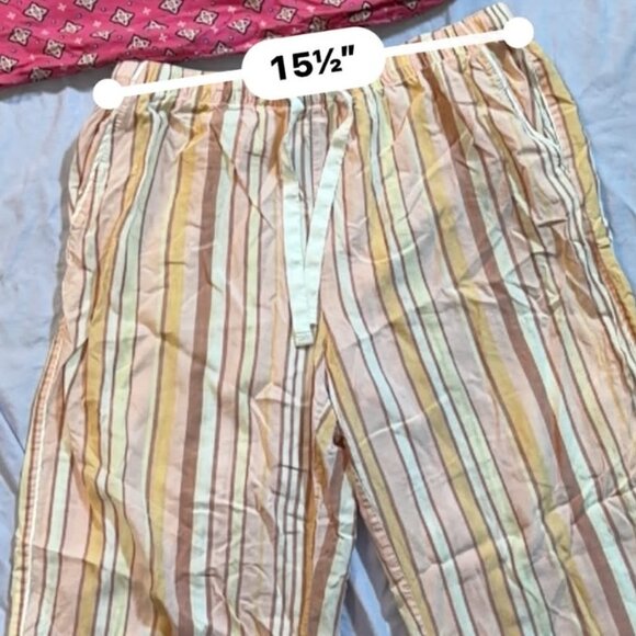 THREE Pairs of Pajama Pants (1 Pink print Capri, 2 Striped print wide leg) S/M - Picture 12 of 16